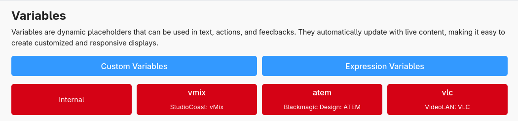 Module variables Tab