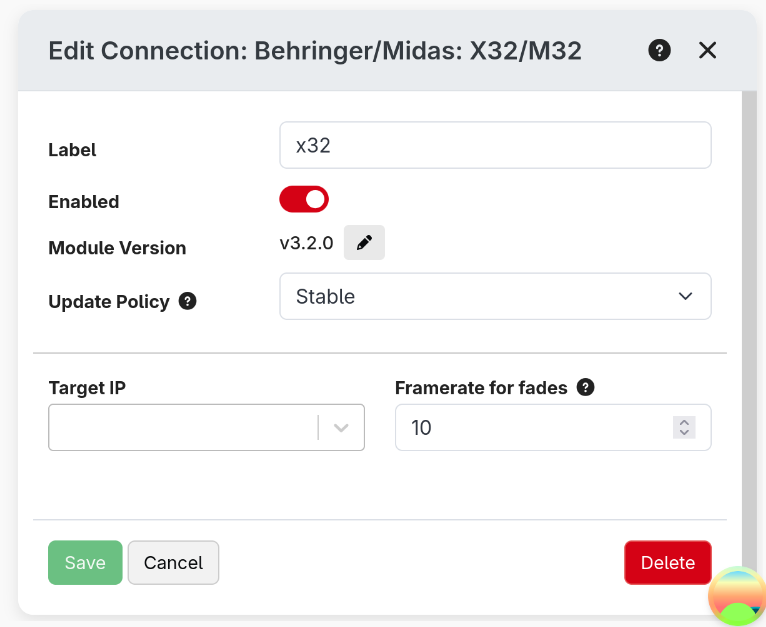 Connection config panel