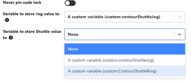 Set Contour Shuttle Variables