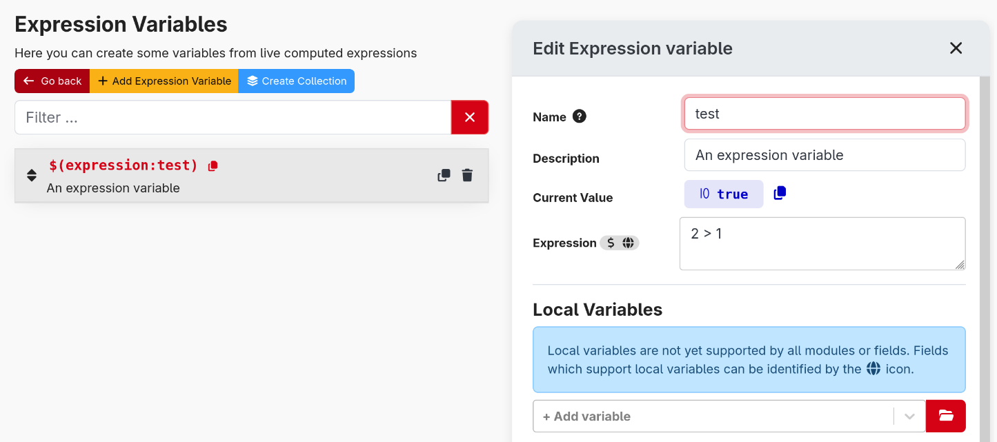 Expression variables