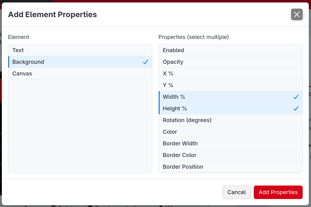 Add Element Properties