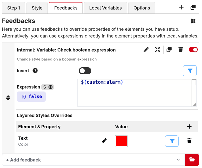 Feedback list