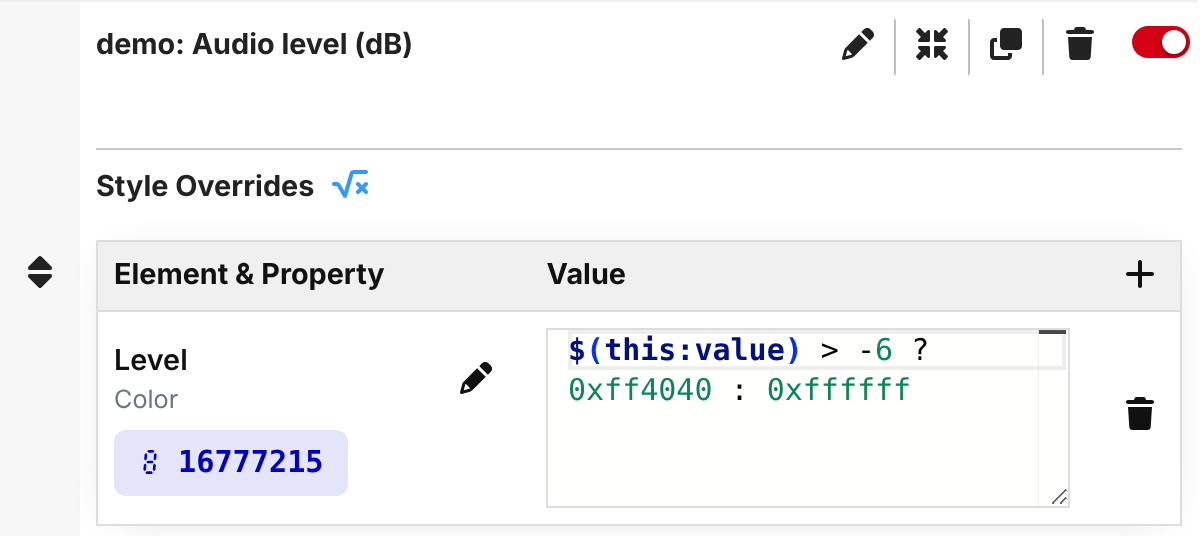 Value feedback style override