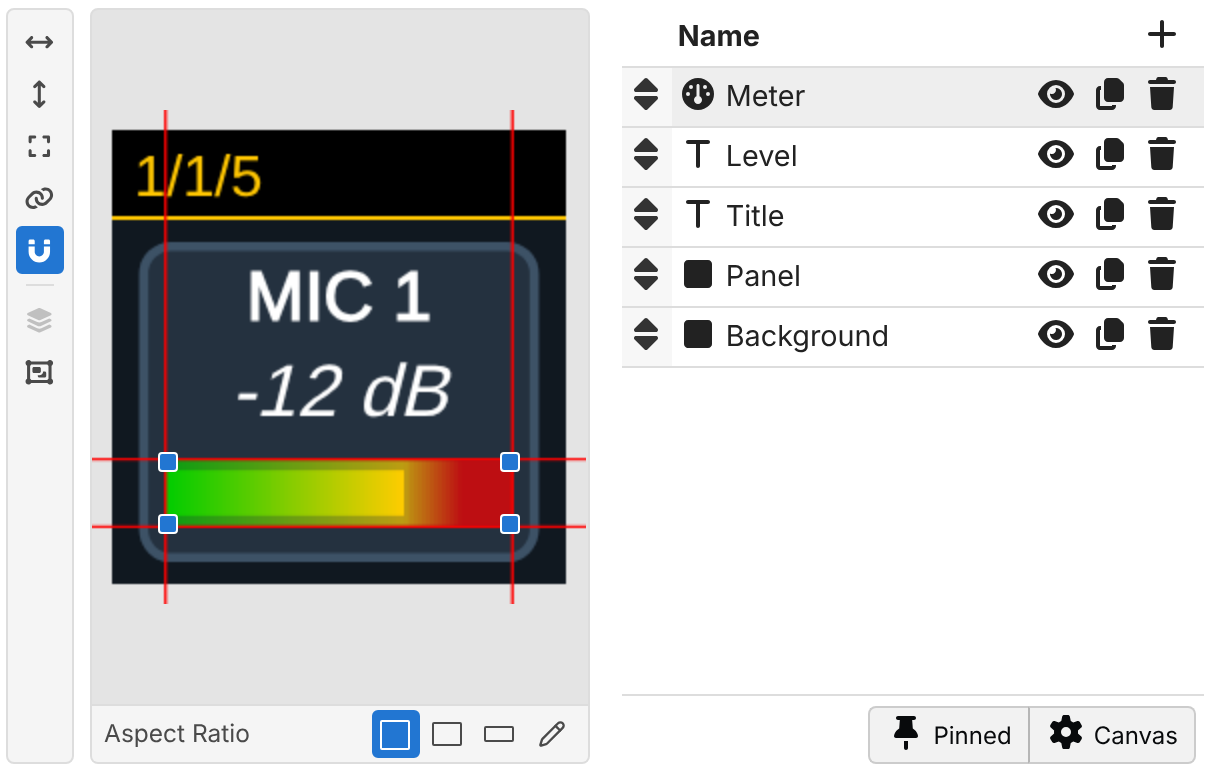 Layered button editor