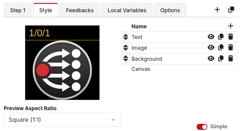 Layered button editor