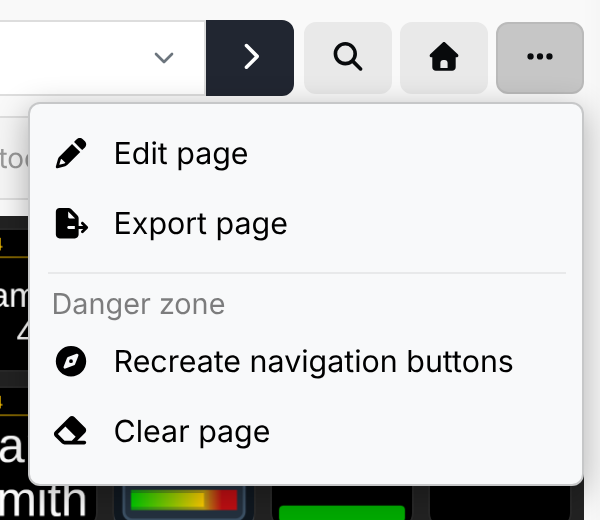 Page actions menu