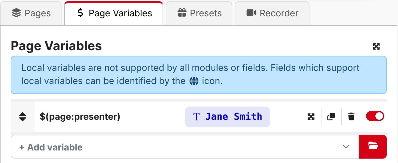 Page variables