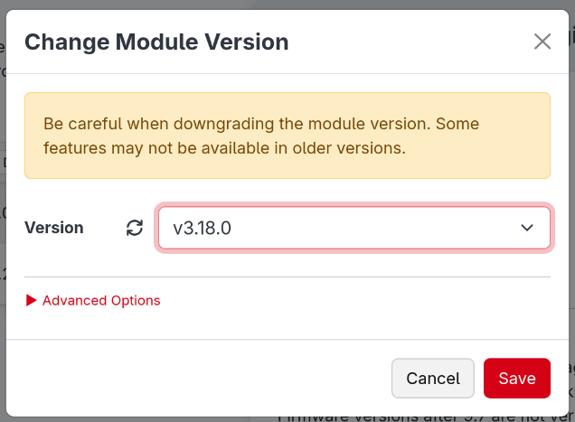 Connection update module version