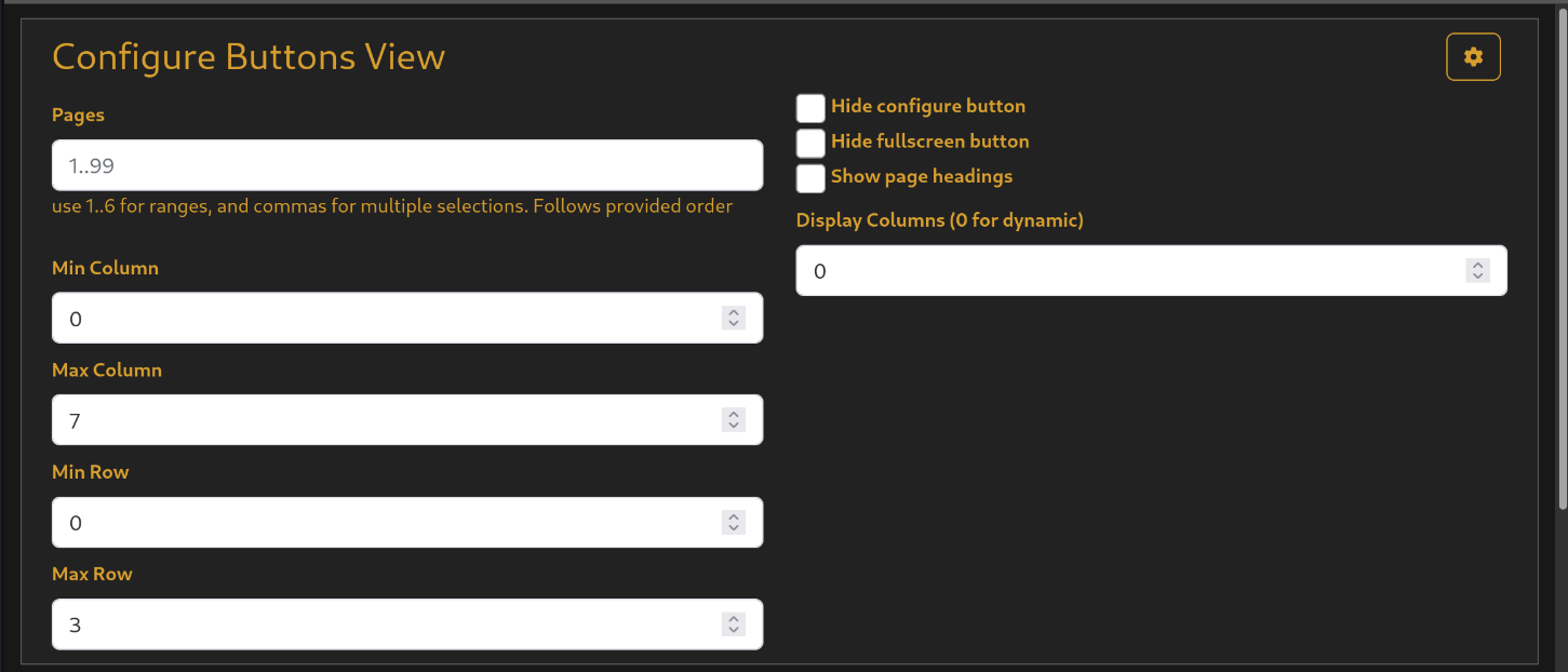 Web Buttons Settings Web Buttons Settings